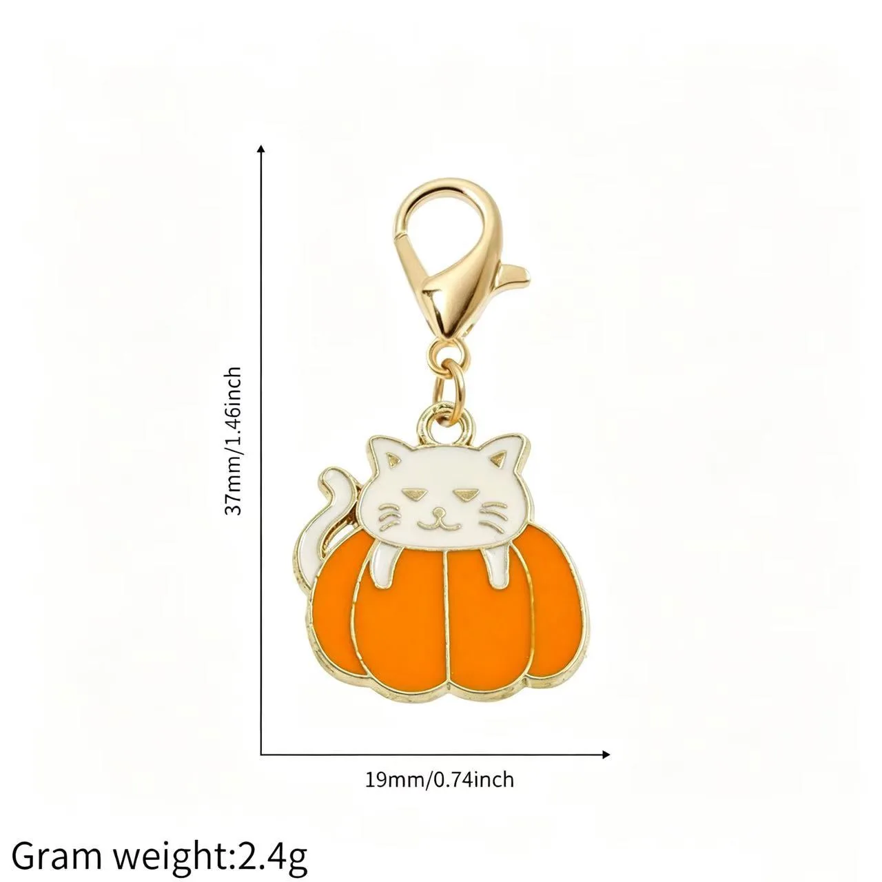 Halloween-Kürbis-Geist-Katzen-Anhänger mit Karabinerverschluss, Legierungs-Emaille-Taschenornament, Unisex-Rucksack-Accessoire, Partygeschenk – Detail 19
