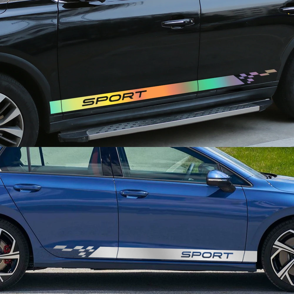 ملصق جانبي لباب السيارة ملصق ديكور رياضي للسباق لسيارة Volkswagen VW Tiguan Golf Passat Polo ID.4 ملحقات ضبط الفينيل سكودا #4