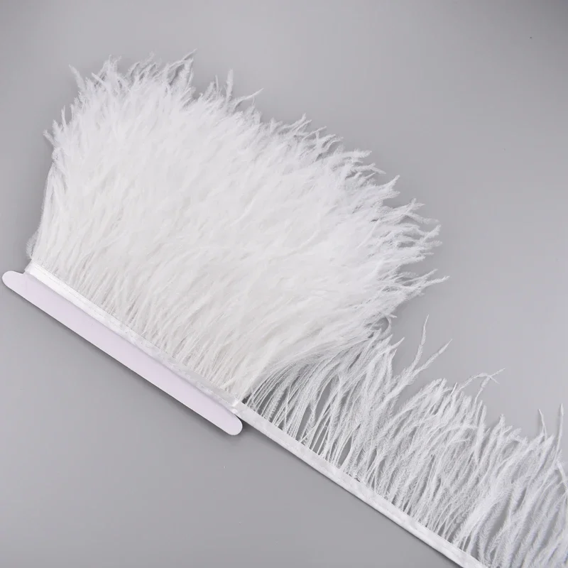 1Meter Ostrich Feathers on Tape Tassel Fringe Trim Ribbon 10-15cm 4-6