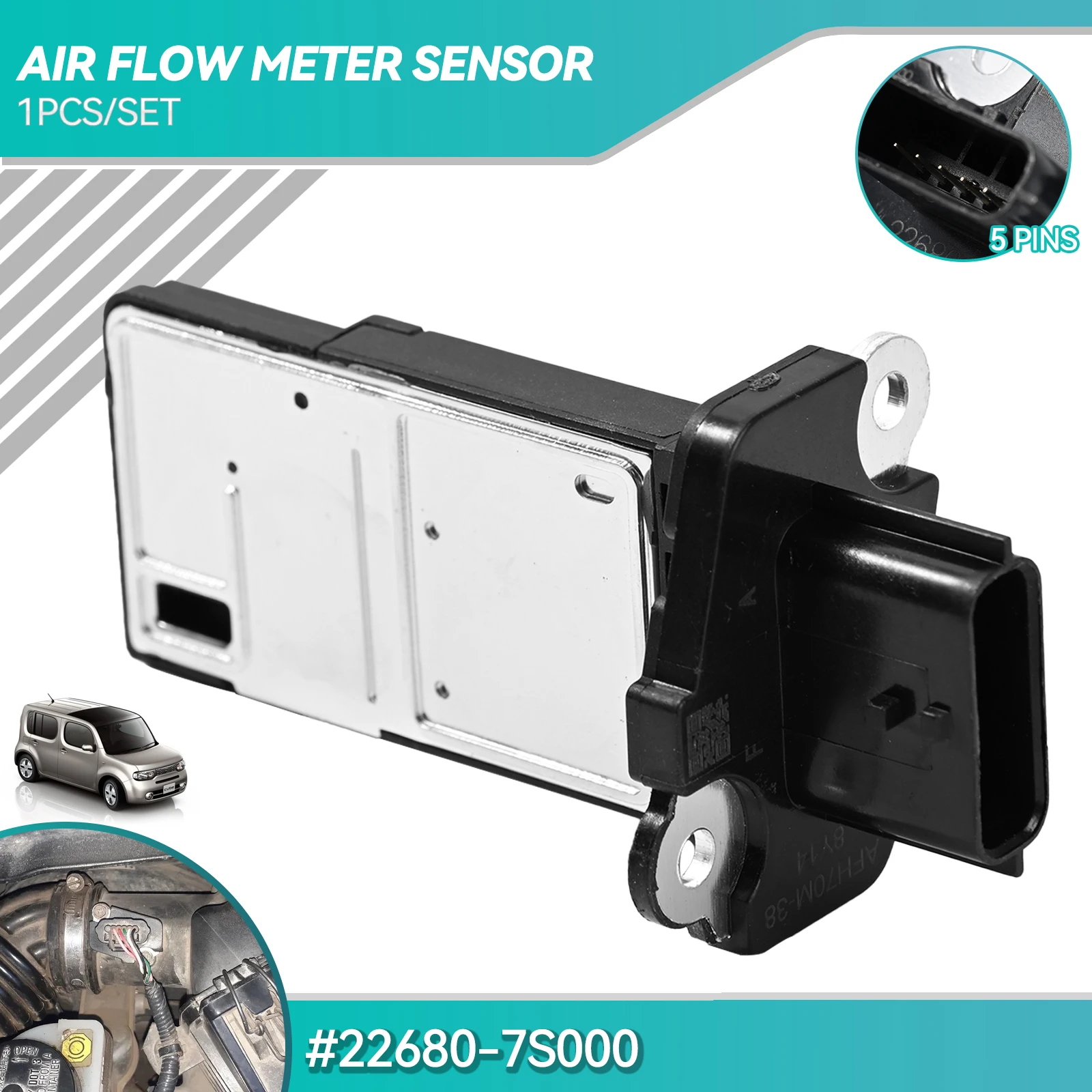 MAF Mass Air Flow Sensor Meter for Nissan Almera Primera X-Trail 1.5 1.6 1.8 2.2 22680-AW400 22680-7S000 AFH70M-38 226807S000A