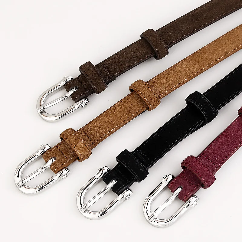 Women's Genuine Leather Suede Belt Minimalist Design Cowhide Reverse Suede Strap New Autumn Fashion Accessory
