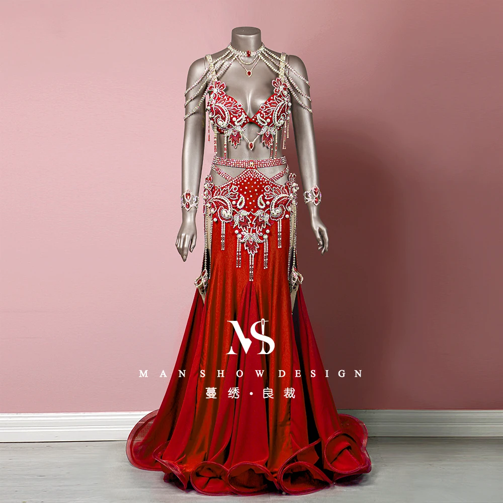 Customized Oriental Dance Belly Dance Performance Dress New Fish Tail Skirt High End Customized Performance Competition Set