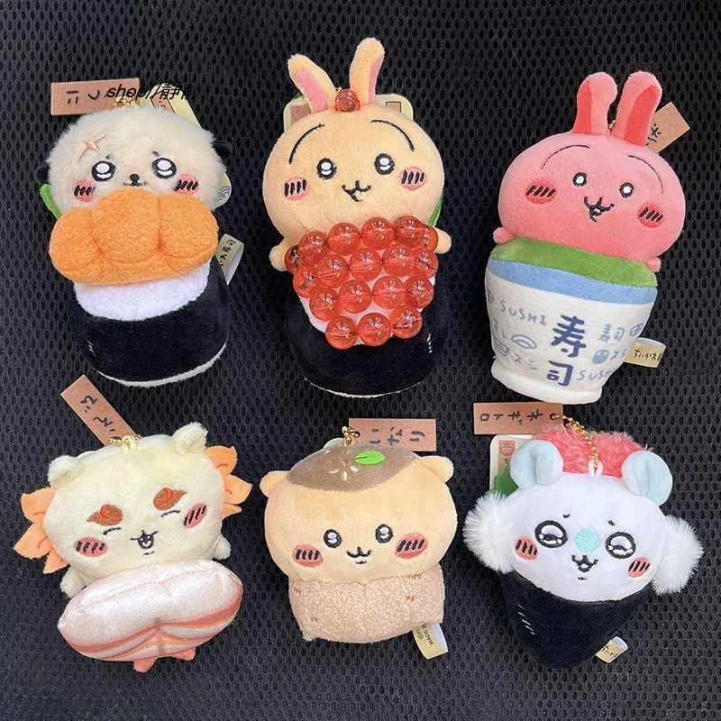 Cute Self-deprecating Bear Sushi Series Chikawa Hachiware Anime Kawaii Plush Doll Pendant Usagi Keychain Girl Decorative Gift