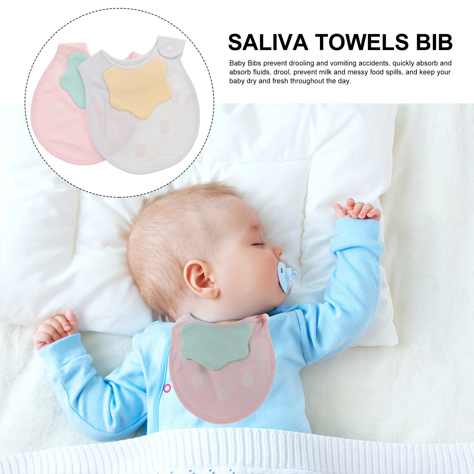 

2pcs Baby Strawberry Bibs Cotton Drool Newborn Full Coverage Teething Neutral Absorbent Food Friendly Comfortable Reusable Soft