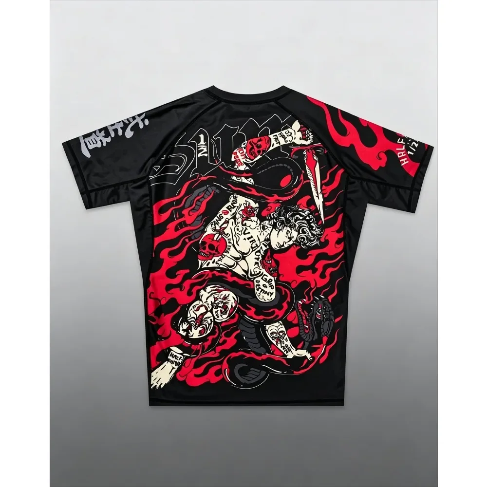 Men Compression Short Sleeve Shirt Quick Breathable Dry Grappling Martial Arts Training Athletic Men's Sports Tee Men Clothing