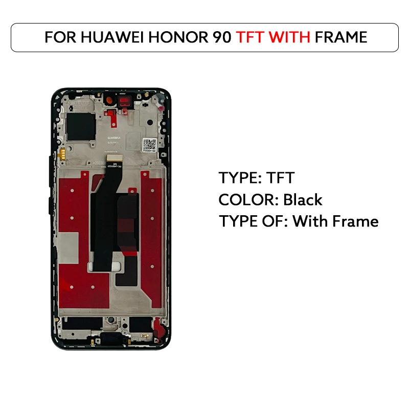 Voor Huawei Honor 90 AMOLED Lcd Touch Screen Digitizer Vergadering Met Frame REA-AN00 REA-NX9 TFT LCD Scherm Reparatie onderdelen