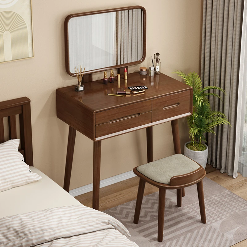 Desings Wood Dressing Table Drawers Storage Mirror Side Dressing Table Chair Luxury Coiffeuse De Chambre Bedroom Furniture