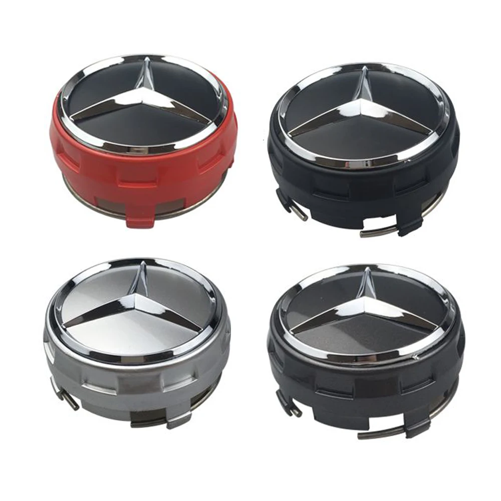 4PCS 75mm Black Car Wheel Center Hub Caps Cover For Mercedes Benz AMG A0004000900 Auto Styling Modified Accessories