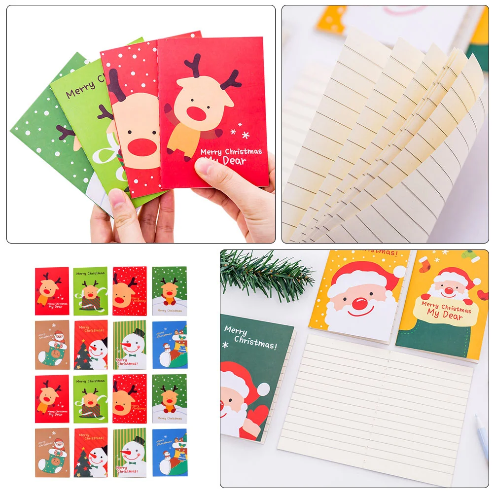 24 Pcs Christmas Pocket Book Notepad Cartoon Notebook Party Filler Snowman Notepads Xmas Appearance Student Cute