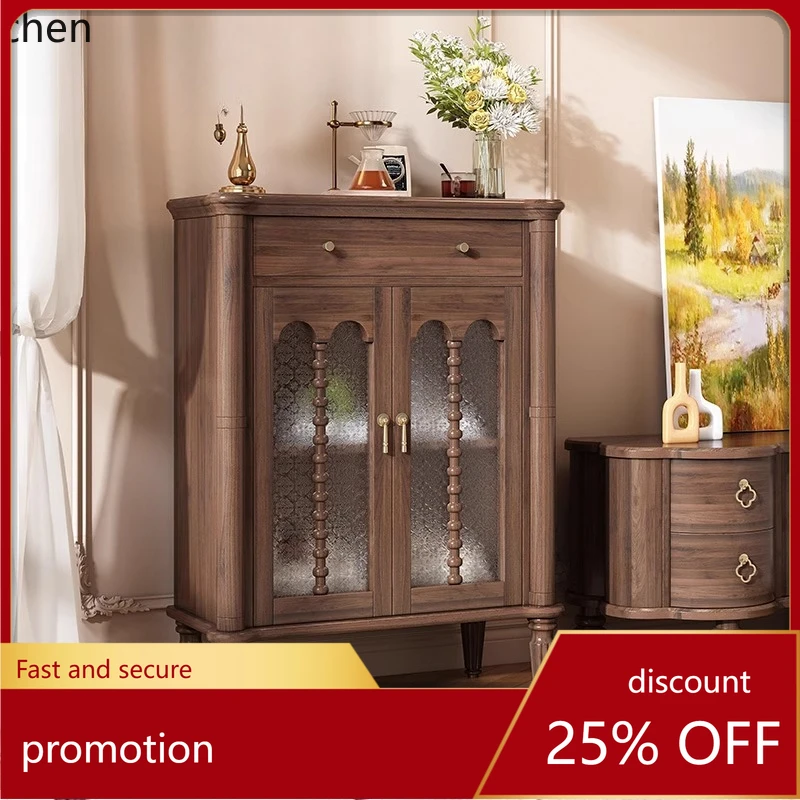 CZ Solid Wood Side Cabinet Vintage Dining Side Cabinet Retro Storage Entryway Chest of Drawers