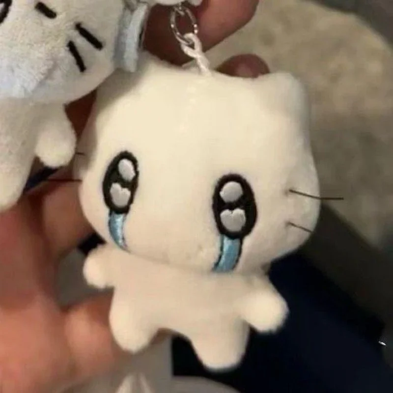 귀여운 헤드폰을 쓴 새끼 고양이 커플 키체인 미니 울음 고양이 인형 플러시 키링 만화 강아지 벌 가방 펜던트 장식품 백팩 장식