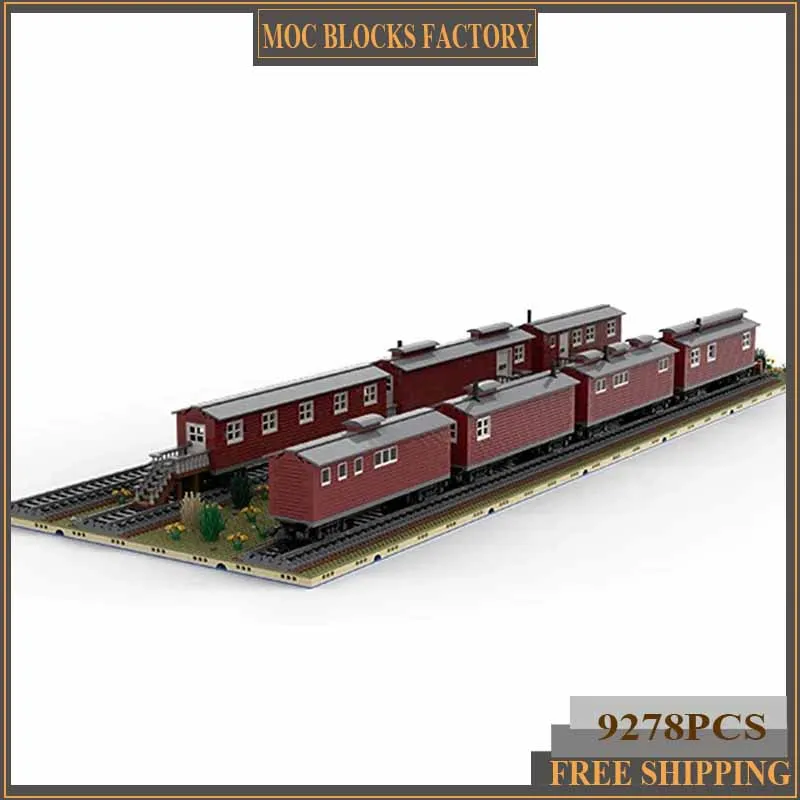 Railway Train Model Moc Building Blocks Camp Cars Model 4 Model Technology Brick DIY Assembly Construction Toy Holiday Gift