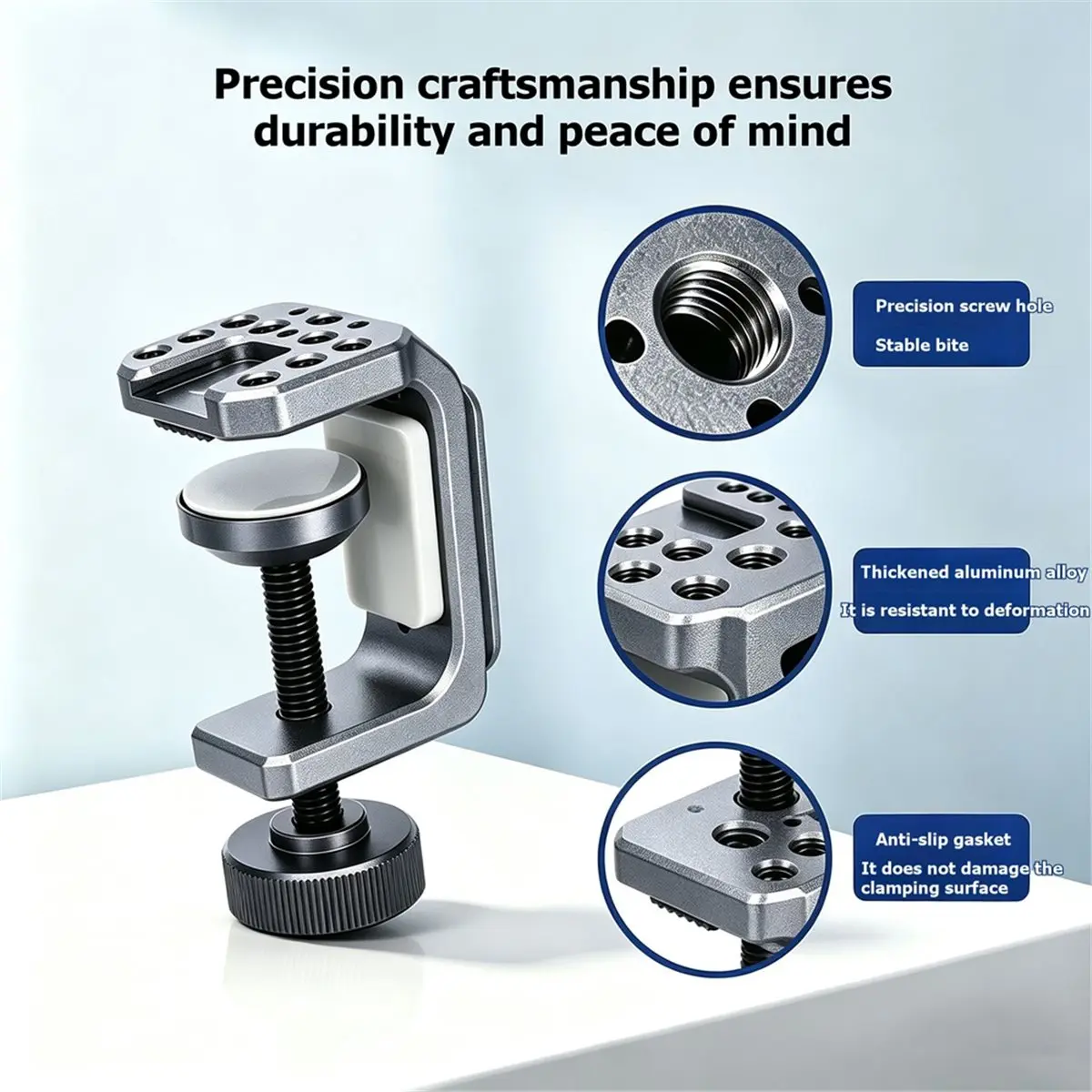C-Clamp Desktop Mount for Camera/Smartphone Holder Adjustable Desk Clamp Comes with Cold Shoe Mount Nato Rail