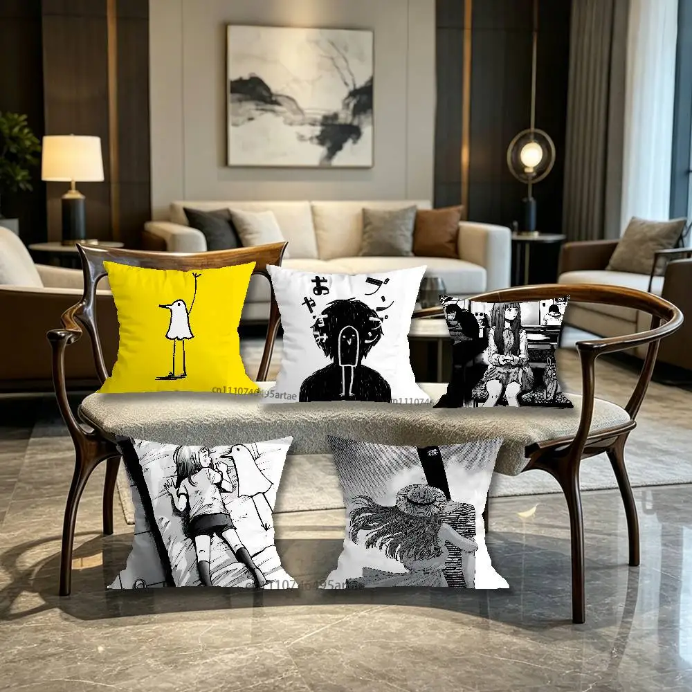 Goodnight Oyasumi Punpun Pillow Case For Home Bedroom Car Office Decoration Living Room Sofa Cushion Cover Suitable