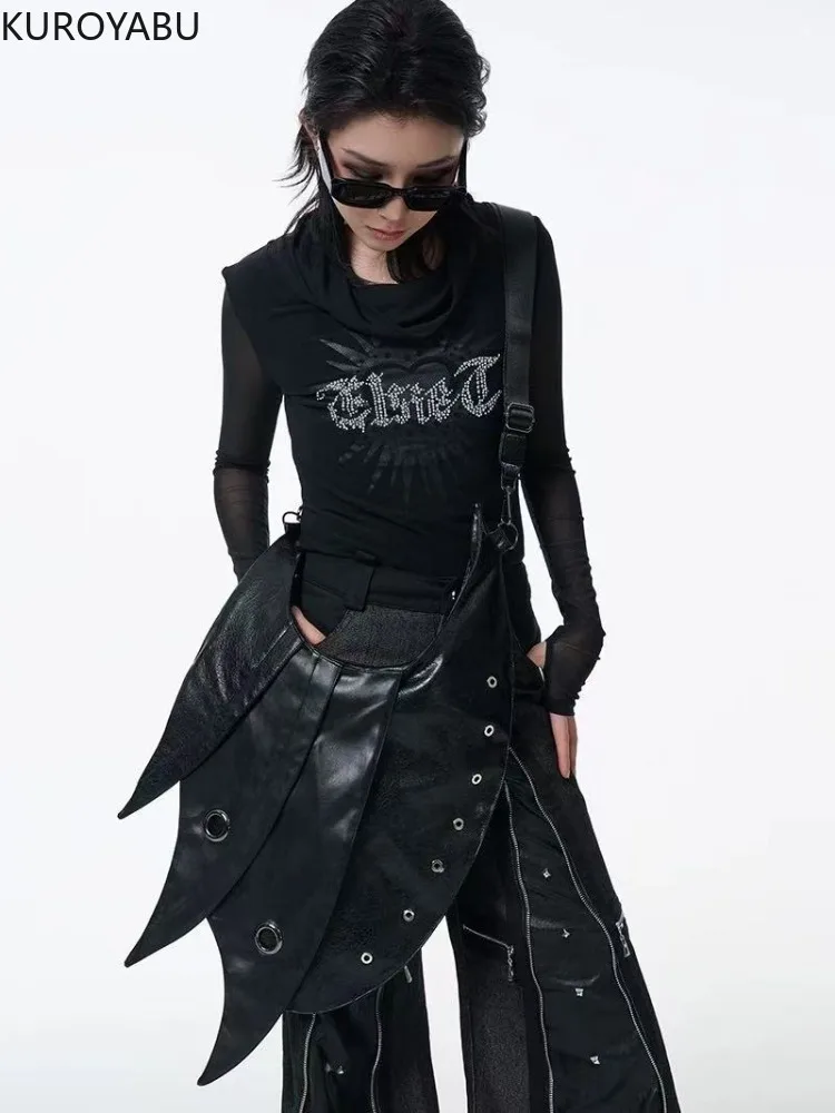 

Harajuku Crossbody Bags Women Streetwear Punk Y2k Bags Large Capacity Chic Single Shoulder Rivet PU Leather Patchwork Handbags
