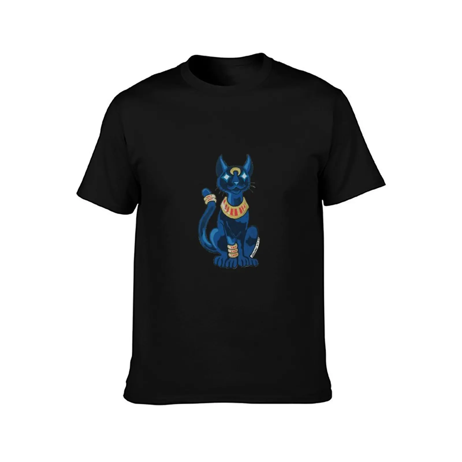 Ancient Bastet Cat Form T-Shirt, Summer Casual Cotton Tee, Oversized Streetwear Tops, Vintage Graphic Print, Unisex Men Women