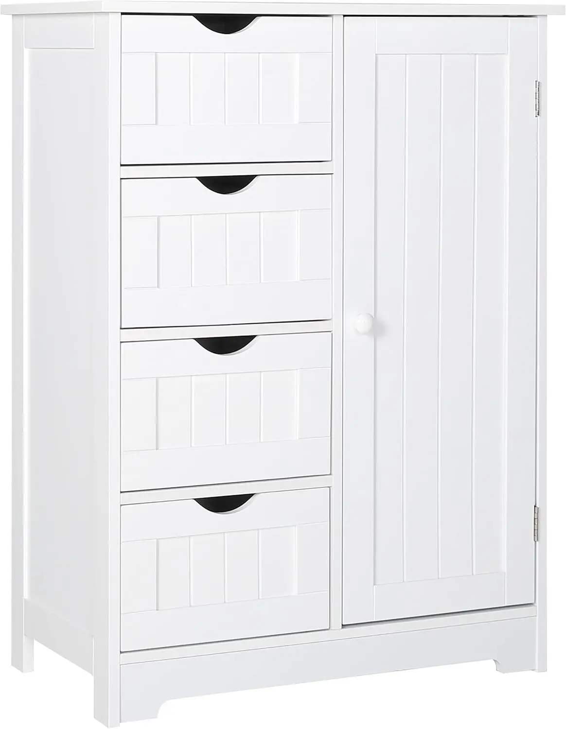 

Small Storage Cabinet Organizer with 4 Drawers and 1 Cupboard, Freestanding Compact Floor Towel Cabinet for Bathroom and