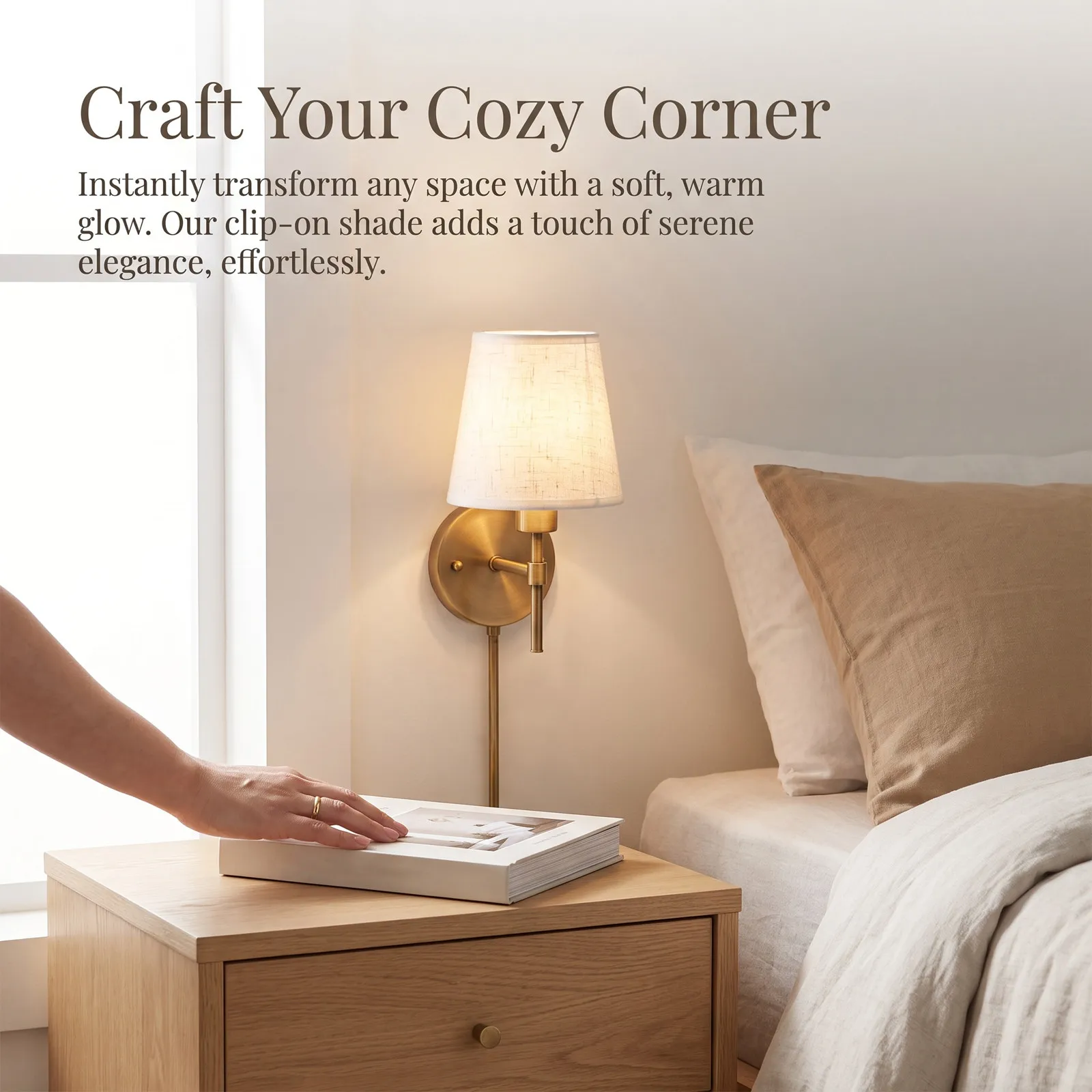 Small Clip on Fabric Lampshade Replacement Shade Mini Drum Lamp Shade for Chandelier Table Lamp Wall Sconce Soft Neutral Fabric
