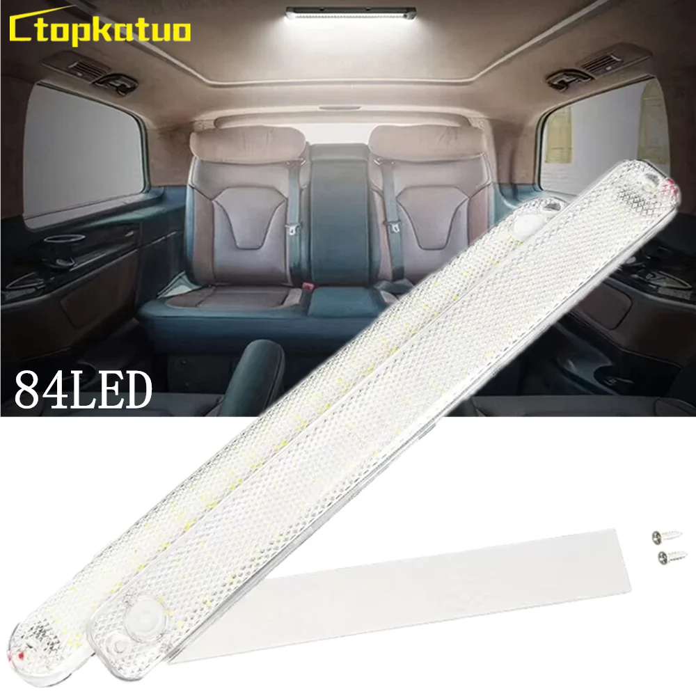 

84LED Rounded Corner style Camper Ceiling Reading Lamp LED Car Interior Light Bar 12V 24V Van Lorry Truck Caravan Night Light