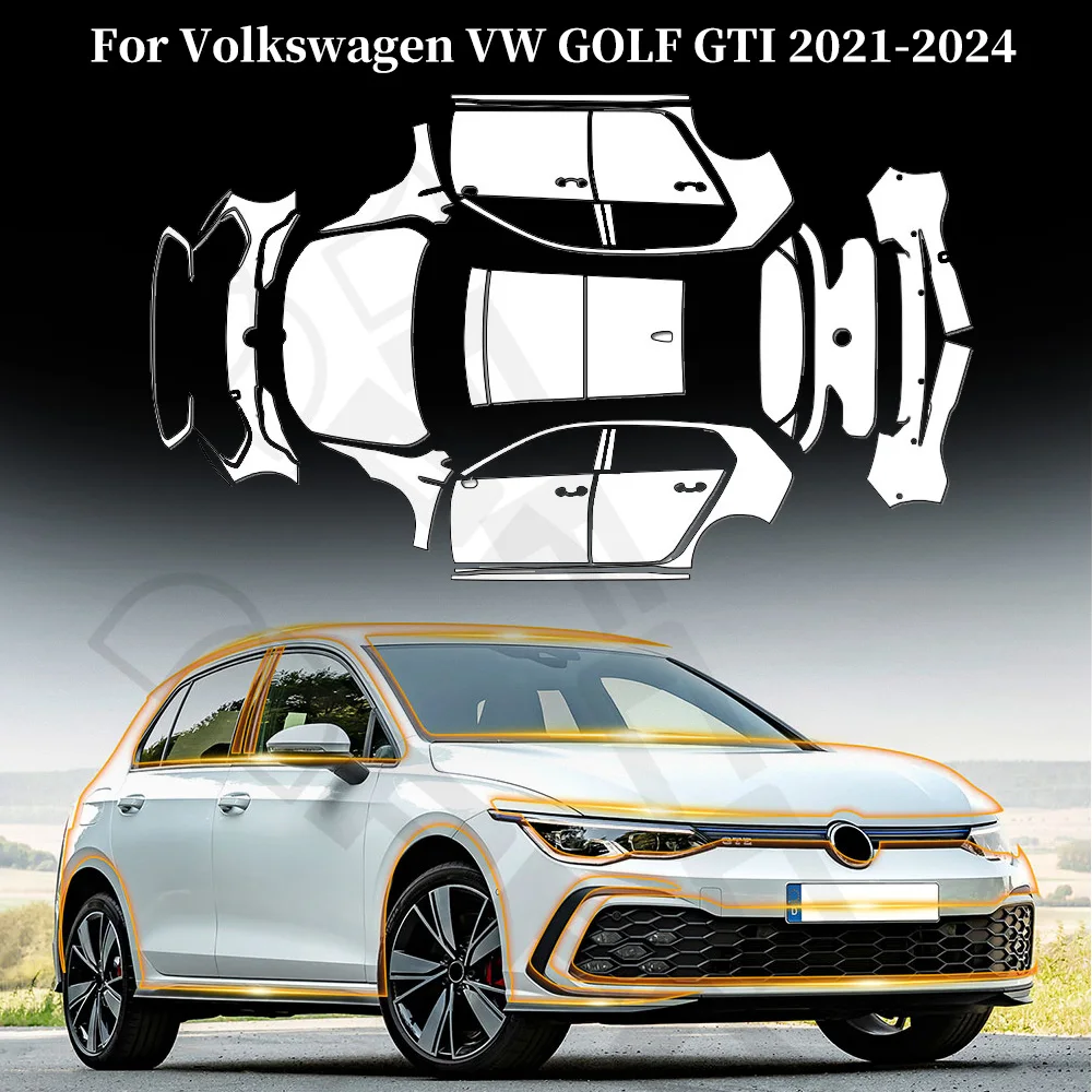 

For Volkswagen VW GOLF GTI 2021-2024 TPU Paint Protection Film Car Body Anti-Scratch Pre-cut PPF Clear Bra Resistant Invisible