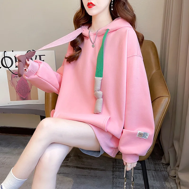 Korean Harajuku Candy Color Cute Kawaii Loose Hoodies Sweatshirts Women Winter Spring Japanese Streetwear Hoodie Y2k Clothes