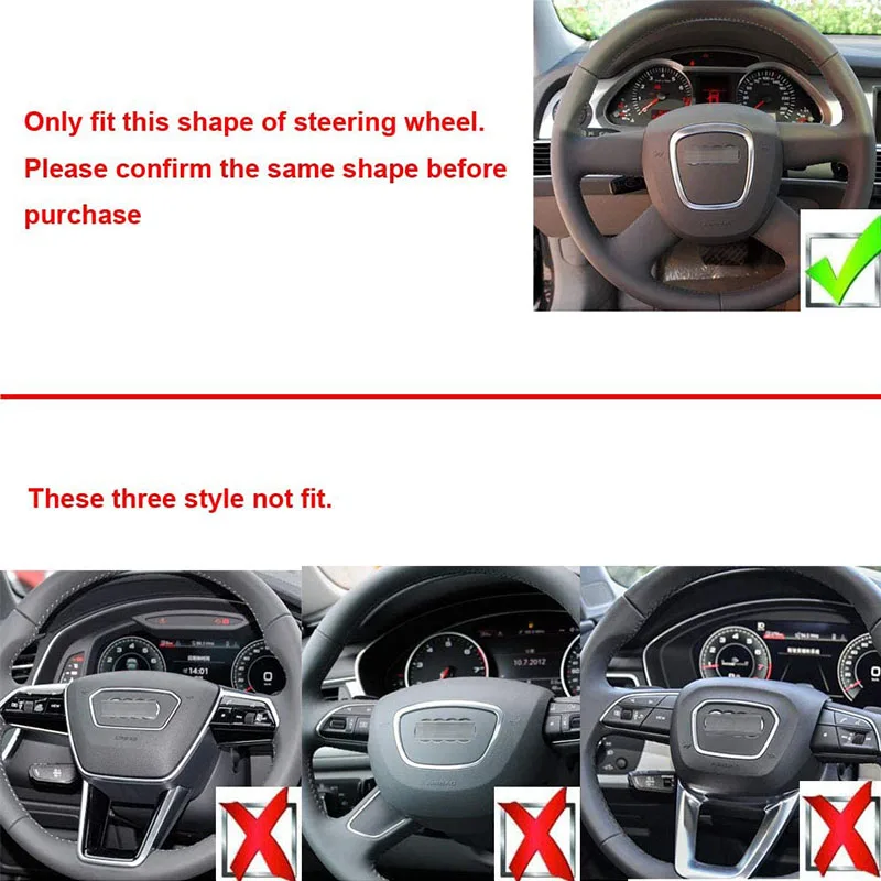 Trim Cover Sticker Chrome Steering Wheel Frame Replacement for Audi A3 8P S3 A4 B6 B7 B8 A5 A6 C6 Q7 Q5 Interior Accessories