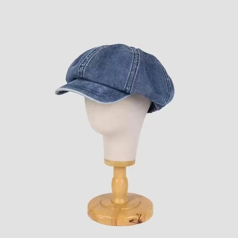 Cotton Denim Beret Hat Men Women 2024 Fashion Autumn Vintage Boinas Hombre Newsboy Flat Caps Big Octagonal Hat