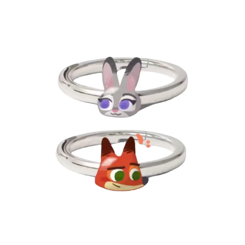 

Miniso Nick Judy Cartoon Anime Adjustable Couple Rings Jewelry Peripheral Creative Fashion Cute Light Luxury Accessories Gifts