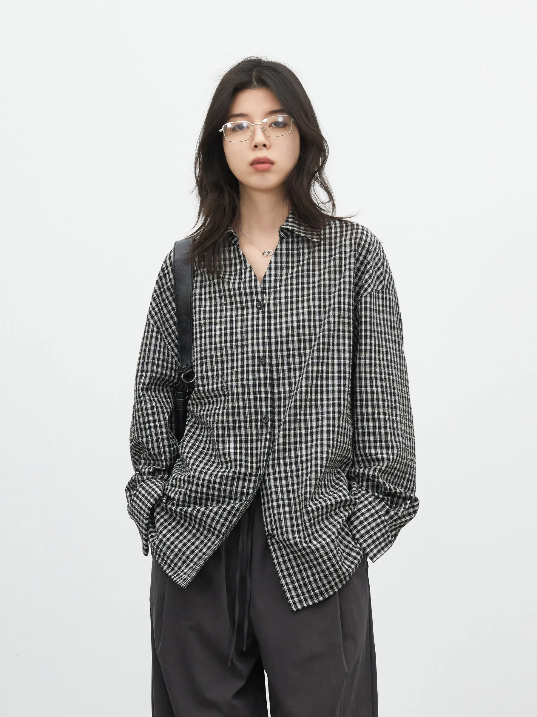CHIC VEN Fashion Women Shirt New Belt Slimming Slightly Wrinkled Long Sleeved Plaid Blouses Female Coat Spring Autumn 2026