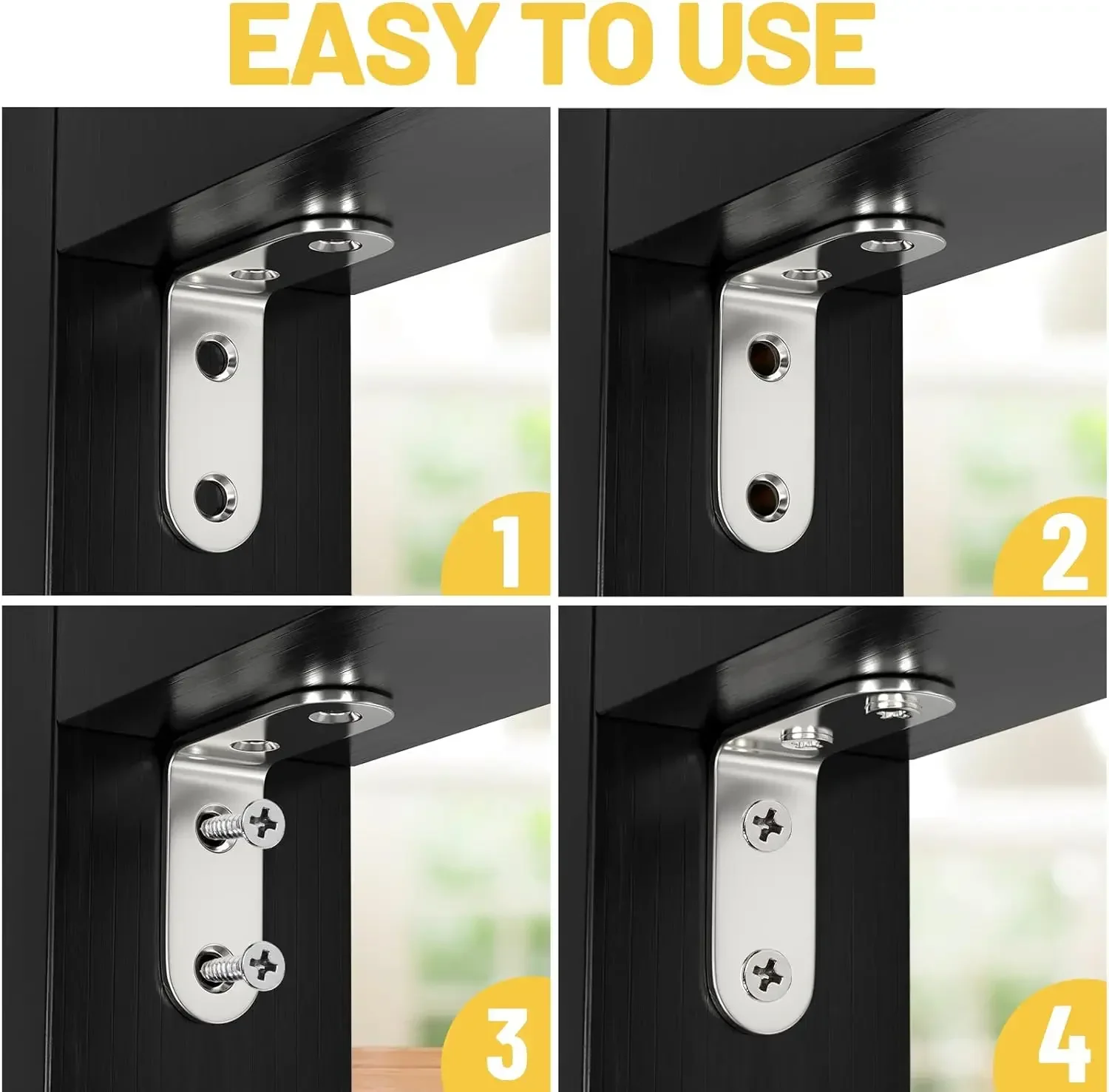 10PCS 90 Degree Angle Corner Brackets Stainless Steel Corner Brace Fastener Wall Brackets Hanger for Shelves,Table,Chair image 3