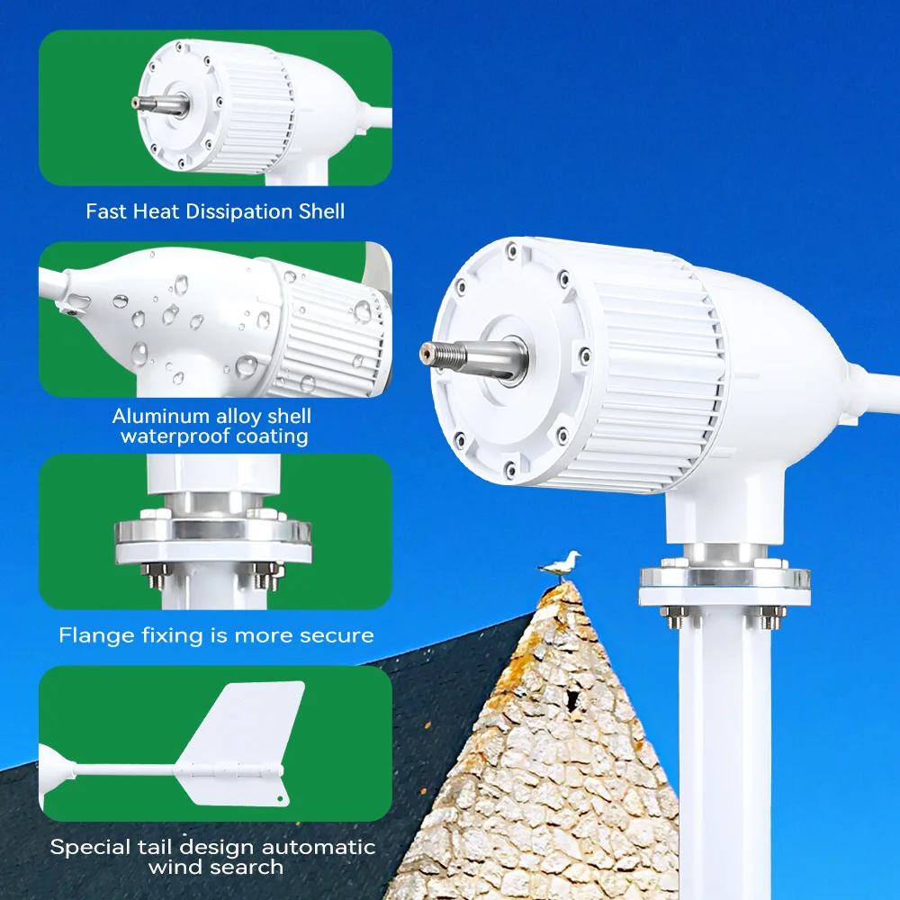 Imagem -03 - Turbina Eólica com Controlador de Carga Mppt Híbrido Moinho de Vento para Iate Fazenda Uso Doméstico 6kw 6000w Lâminas 24v 48v 96v