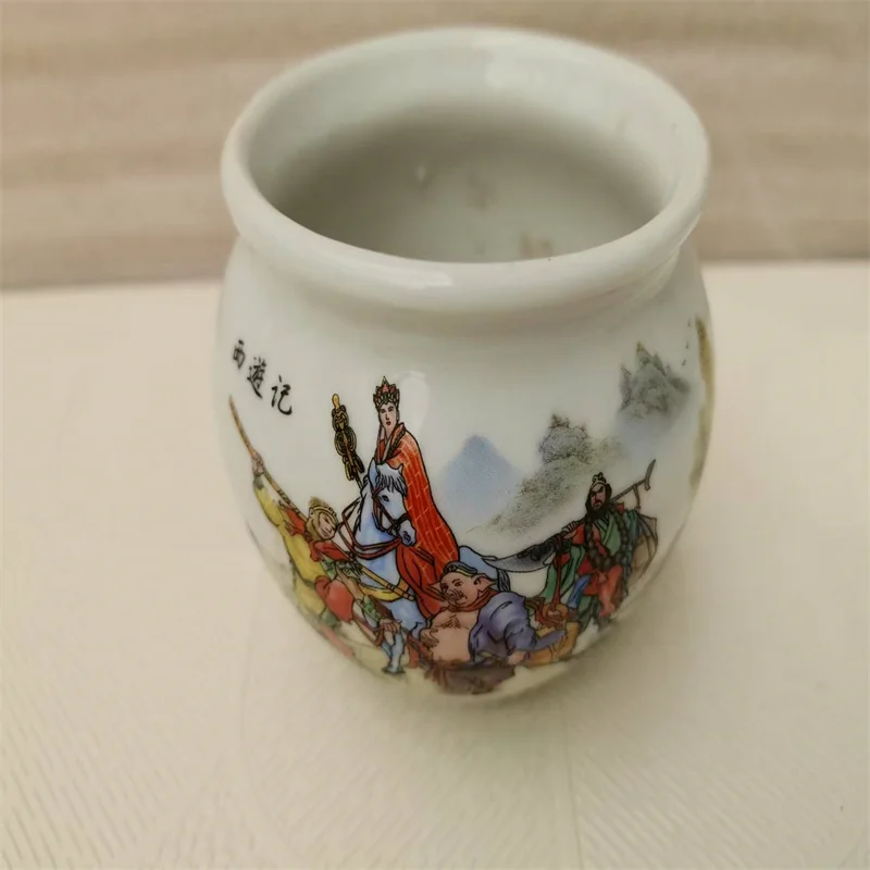 

China old Porcelain Flower Pot Pink Journey to the West Pattern Indoor Outdoor Plant