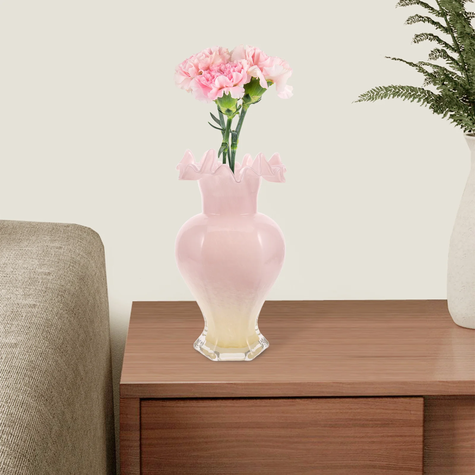 

Glass Vase Pearlescent Finish Artistic Decorative Flower Pot Table Vase Suitable for Fresh Dried Flower