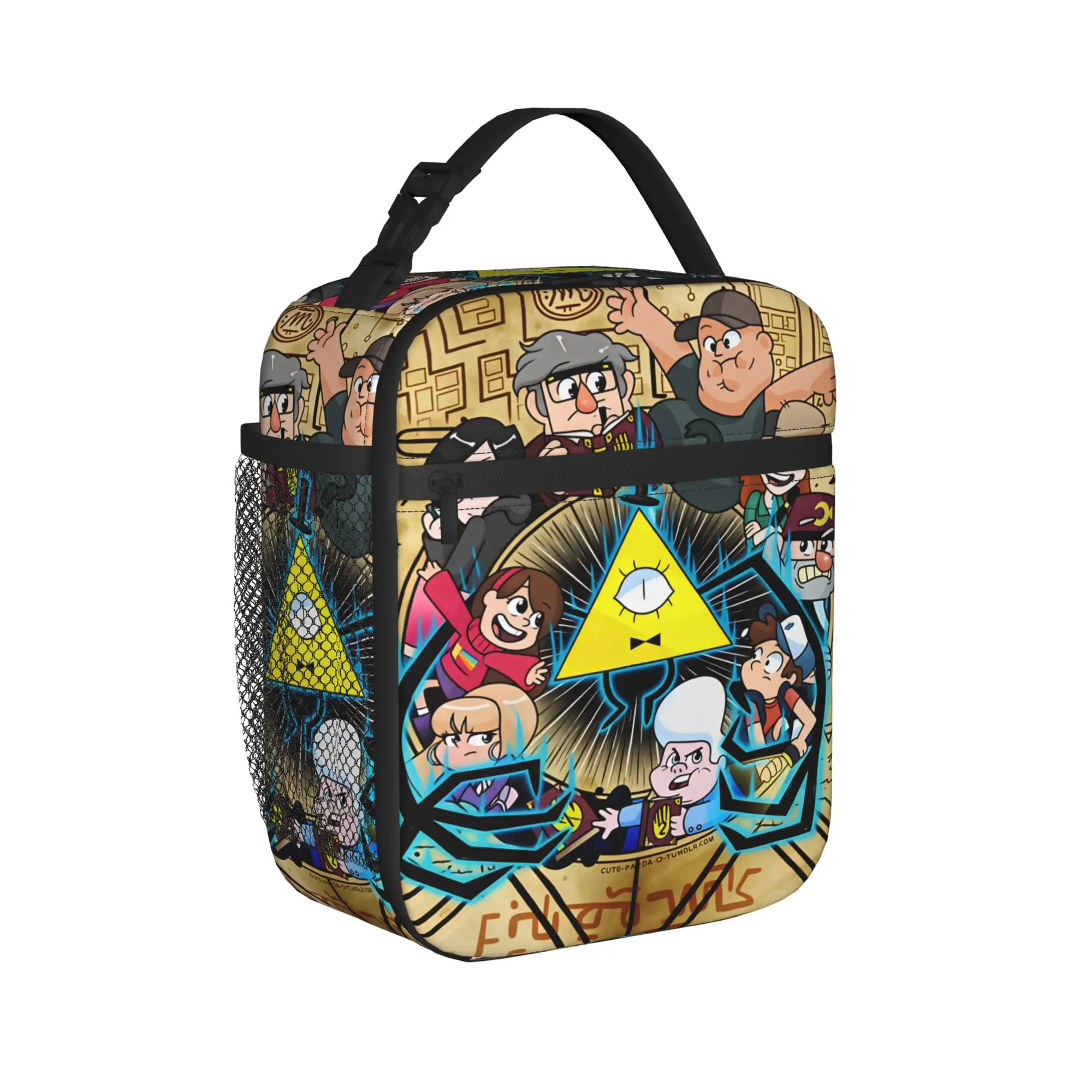 G-Gravity Falls Lunch Bag Bill Cipher Portable Lunch Box Unisex Office Print Cooler Bag Cute Waterproof Thermal Lunch Bags