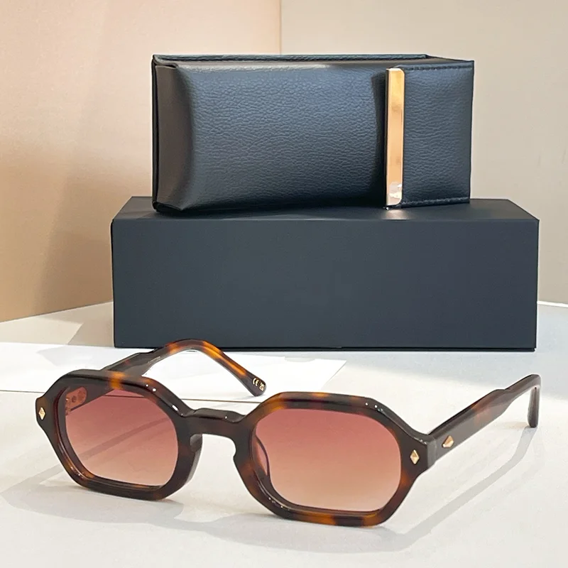 

JUDE Men's Light Luxury Special Shaped Tortoise Sunglasses 2025 Trendy High Street Thick Acetate Solar Glasses for Male