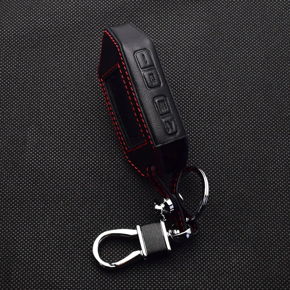 Leder Auto Schlüssel Abdeckung Tasche Für Scher-Khan Mobicar A B 1 2 3 M10 M20 Zwei-wege Auto Alarm System LCD Fernbedienung Fobs Shell Fall Zubehör – Detail 5