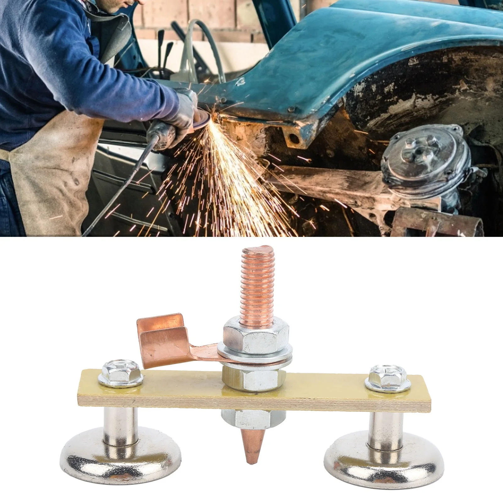 Ground Welding Head Welding Magnet Head Welding Magnet Head Iron Insulation Board Double Ground Connector Spotter Tool 4mm