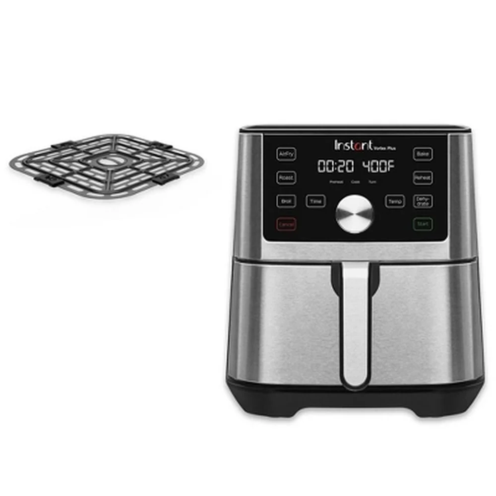 4qt 6-in-1 Stainless Steel Air Fryer with EvenCrisp Technology Non-Stick Basket Quick Cleanup User-Friendly Touchscreen Safety