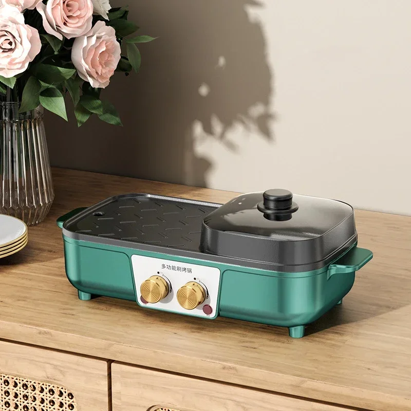 Electric grill, one-pot Korean-style smokeless grill pan, shabu-shabu, multi-functional hot pot for home use.