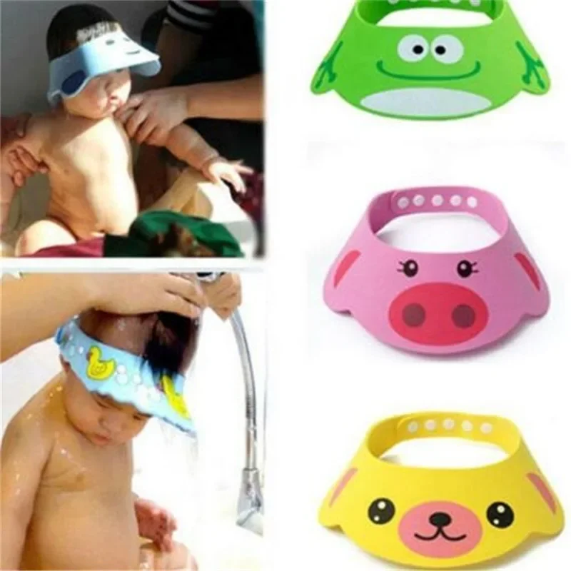 Visera de baño para niños, gorro de ducha ajustable, suave, champú, protector de salpicaduras, impermeable, champú