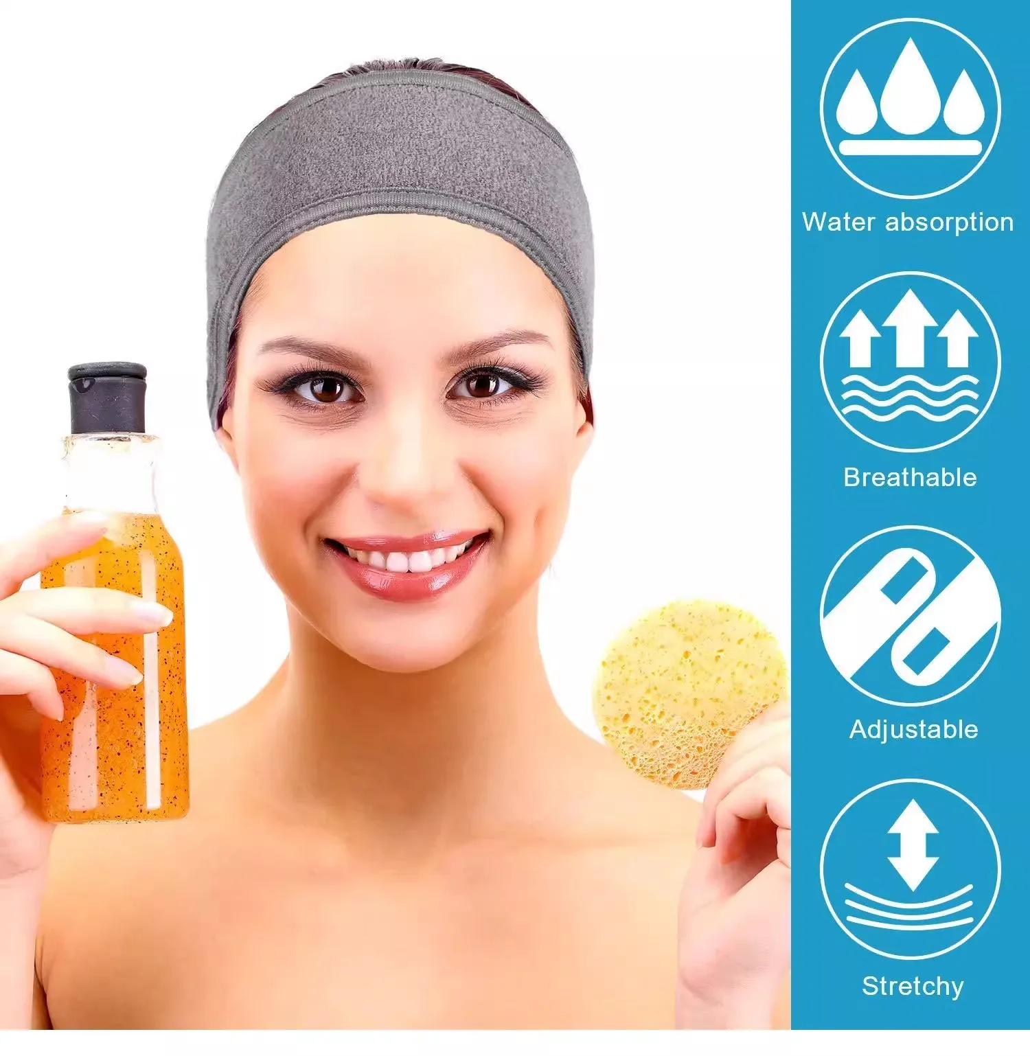 Women New Adjustable SPA Facial Headbands Hair Bands for Face Washing Bath Makeup Soft Toweling Shower Cap Hair Accessories