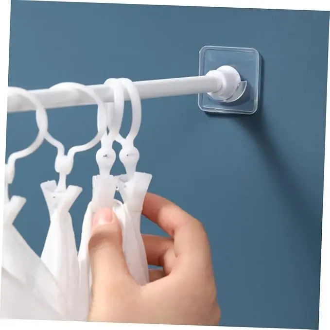 Shower Curtain Rod Holder No Drilling,Set of 2,No Slippage Wall Mount Retainer of Shower Rods for Bathroom