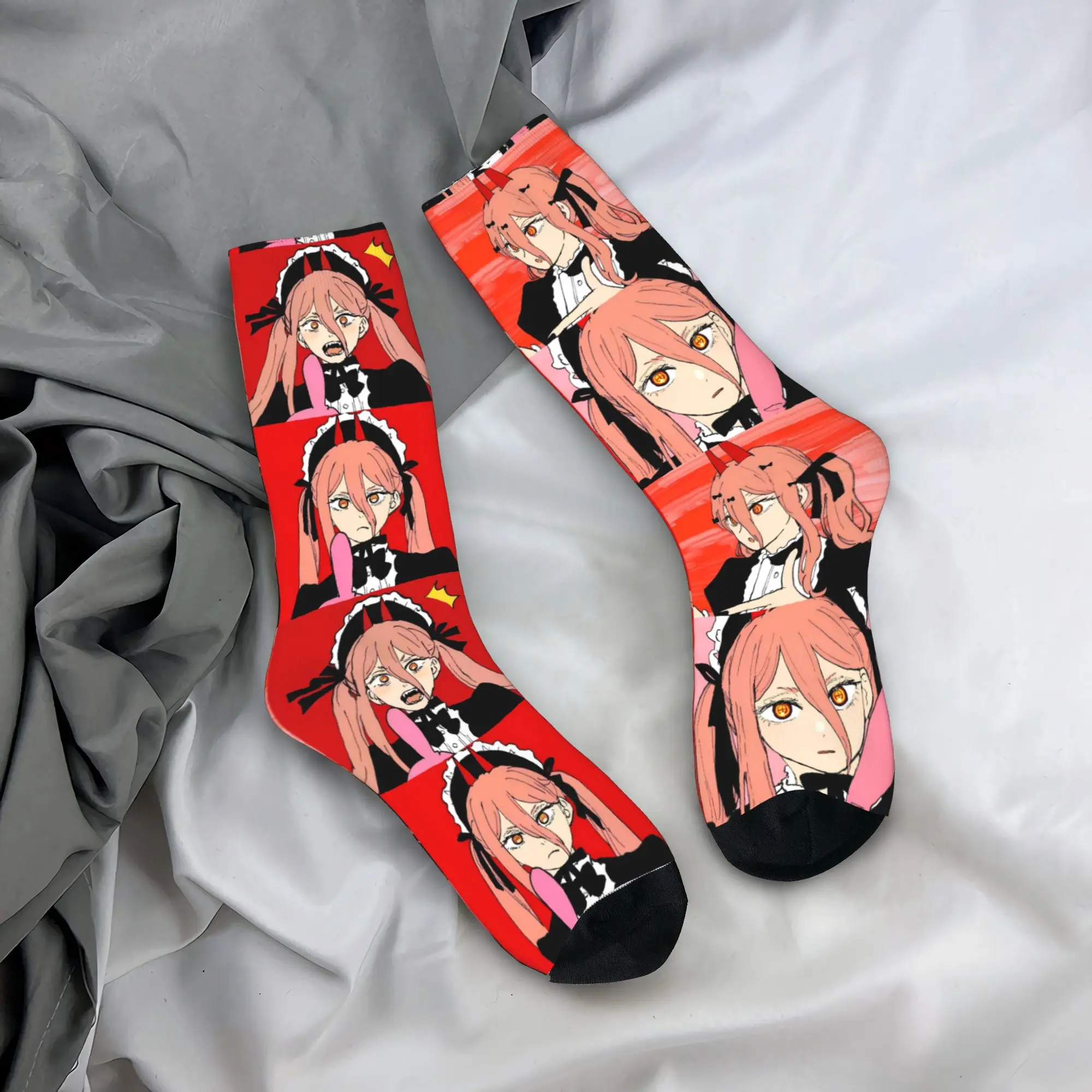 Women Men Socks Power striking anime Chainsaws Mans Stockings Anti Skid Quality Socks Autumn Harajuku Design Cycling Socks