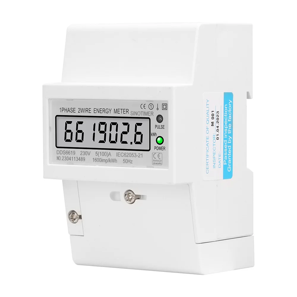 Single Phase Digital Electronic Energy Meter AC230V 100A kWh Counter Consumption Din Rail Analog Electricity Gague Wattmeter