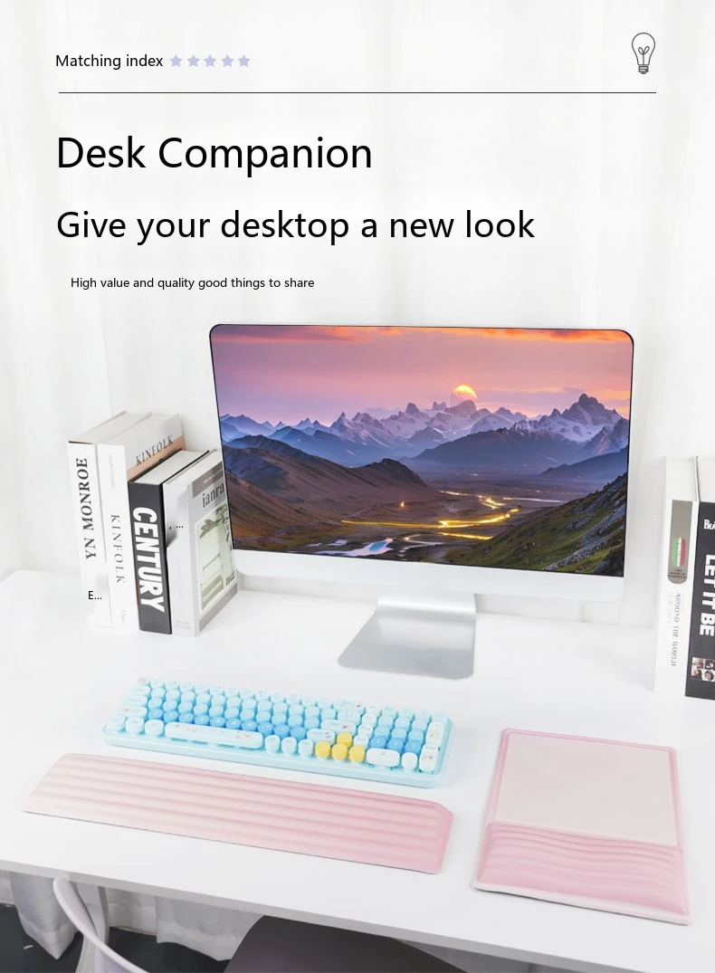 Schaumstoff-Handgelenkauflage Tastatur-Pad-Set 6 Farben Büro Gaming Weiche Ergonomische Rutschfeste Schreibtischunterlage – Detail 6