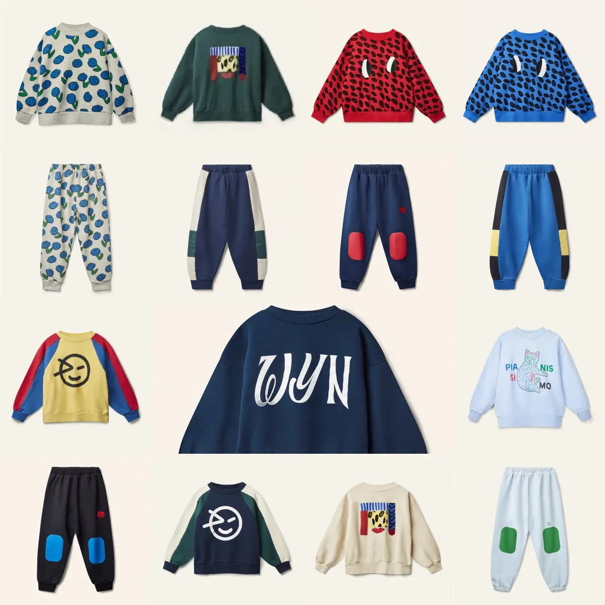 

25AW WYN/Детский флисовый свитер для мальчиков и девочек, спортивные штаны, комплект одежды, утепленные пуловеры, топы, детская одежда