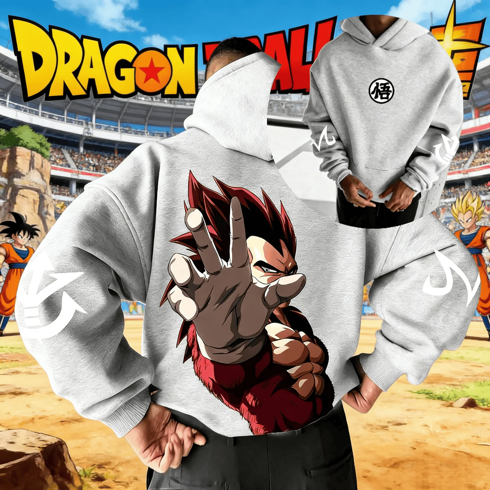 

Худи оверсайз в стиле ретро Dragon Ball из чистого хлопка, мужская толстовка с принтом Супер Сайян Вегета, унисекс, повседневная, винтажная, аниме-стиль, уличная одежда