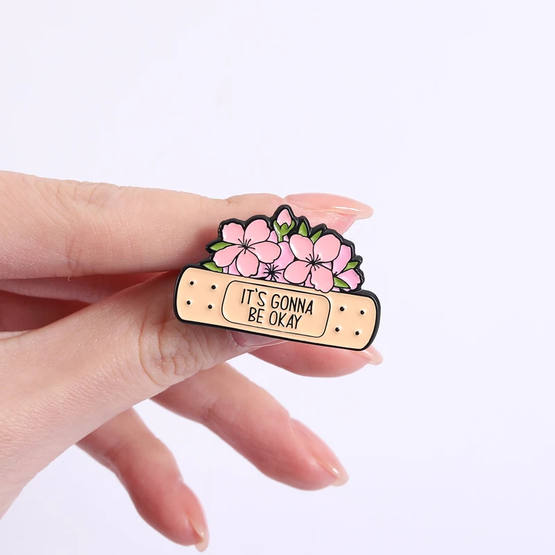 انها سيكون بخير المينا دبوس زهرة اقتباسات ملهمة العضلة لا يعني أنك فشل بروش شارة التلبيب ملحق