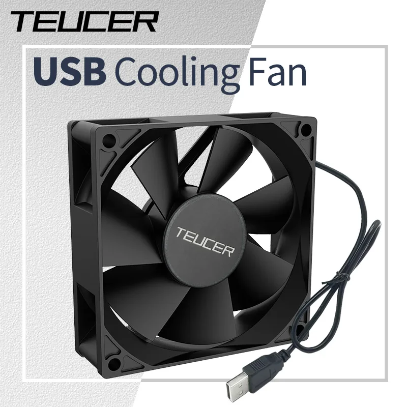 Teucer USB Cooling Fan 8/12/14cm 5V Exhaust with Metal Mesh Foot Mat for Router TV Set-top Box Cooling
