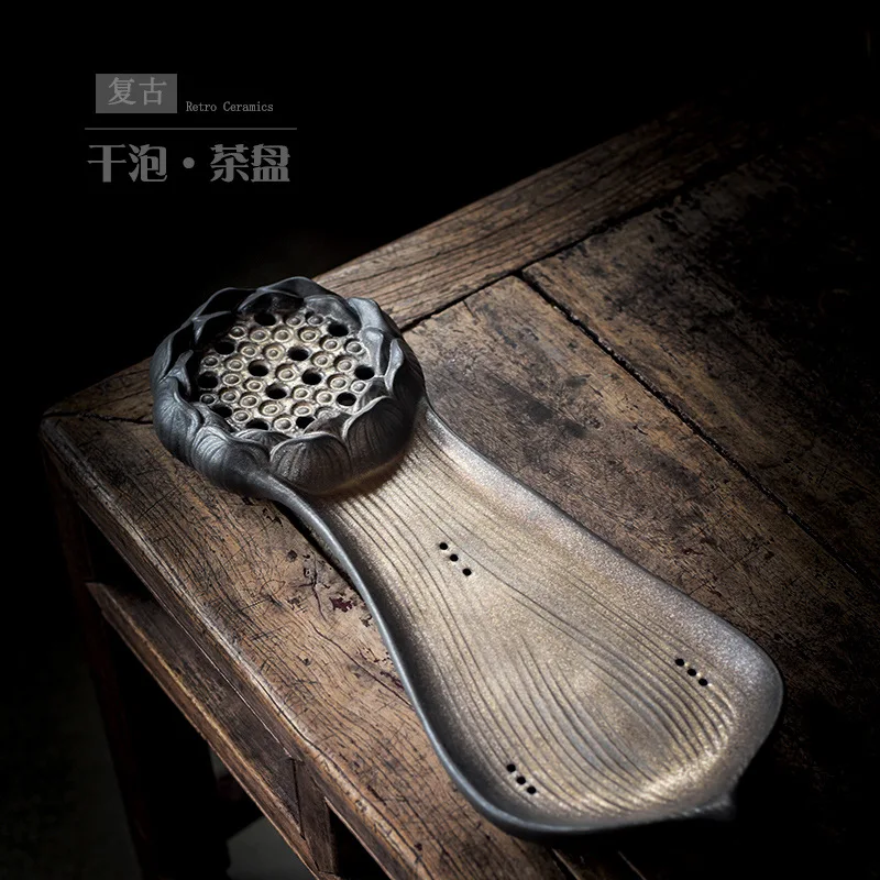 Antique Ceramic Tea Tray Teahouse Creatively Makes Old Imitation Wood  Tray To Dry Soak Small Tea Table and Tea Sea Tray